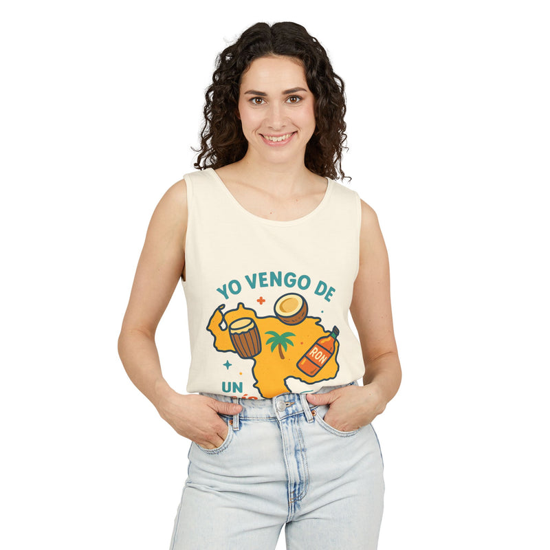 Franela sin mangas "Yo vengo de un país sabroso" – Unisex