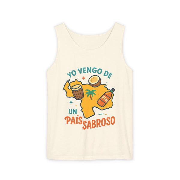 Franela sin mangas "Yo vengo de un país sabroso" – Unisex