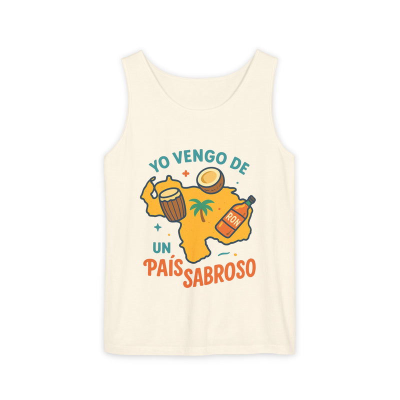 Franela sin mangas "Yo vengo de un país sabroso" – Unisex