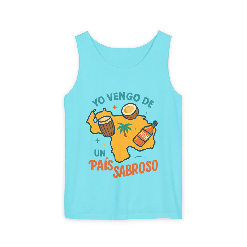 Franela sin mangas "Yo vengo de un país sabroso" – Unisex