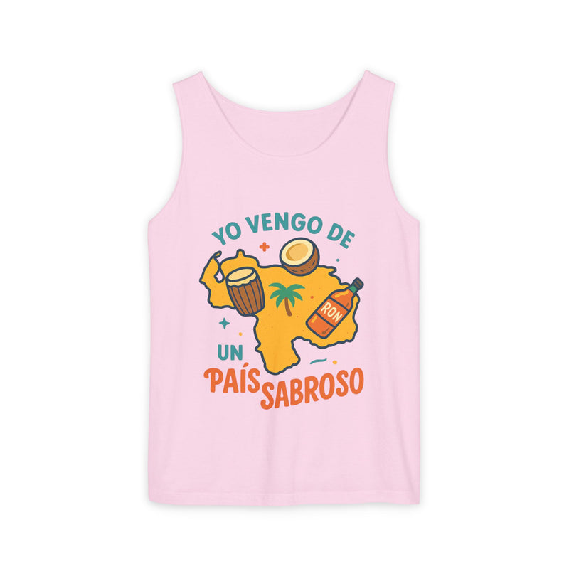 Franela sin mangas "Yo vengo de un país sabroso" – Unisex