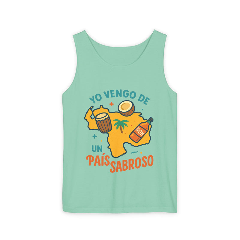 Franela sin mangas "Yo vengo de un país sabroso" – Unisex