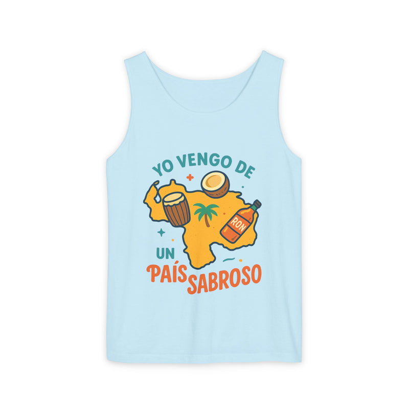 Franela sin mangas "Yo vengo de un país sabroso" – Unisex