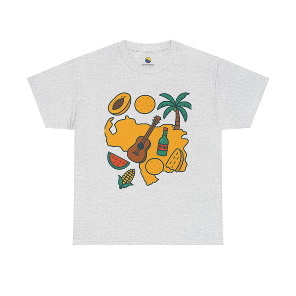 Camiseta unisex de algodón grueso Tropical Vibes - Diseño isleño retro