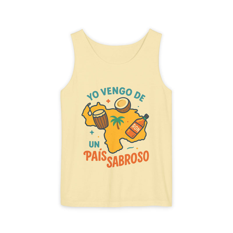 Franela sin mangas "Yo vengo de un país sabroso" – Unisex