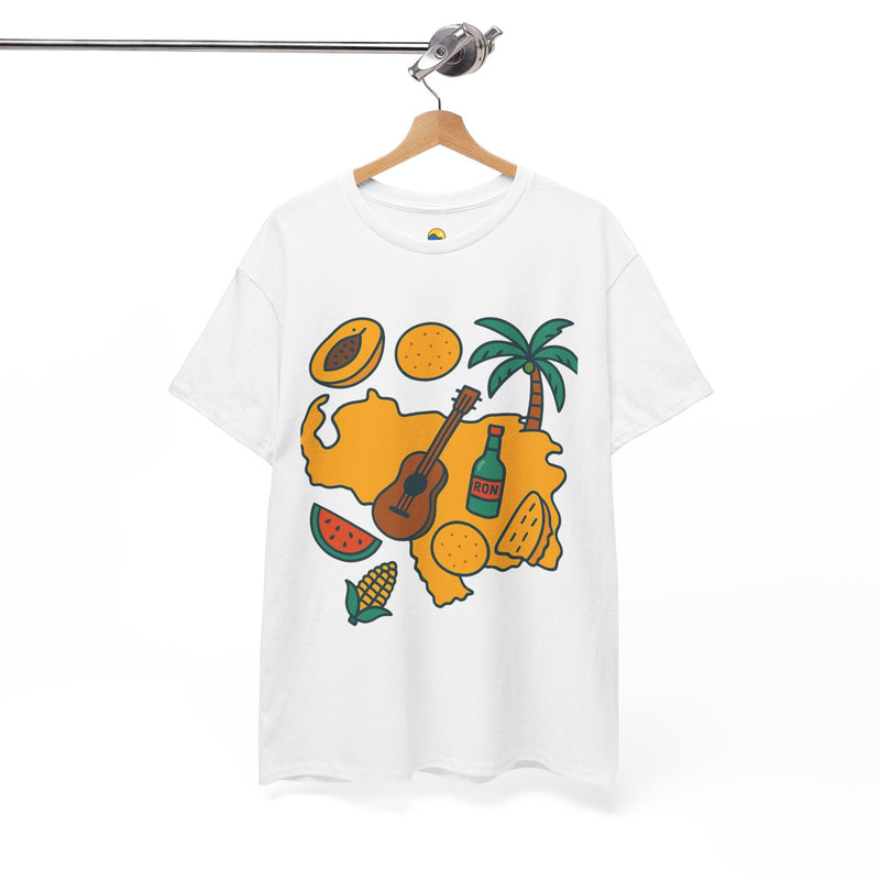 Franela Unisex “Tropical Vibes” – Estilo Retro Isla con Iconos Criollos - Venemoda