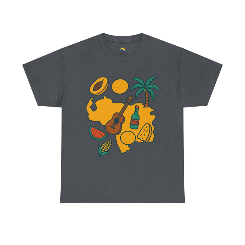 Franela Unisex “Tropical Vibes” – Estilo Retro Isla con Iconos Criollos - Venemoda