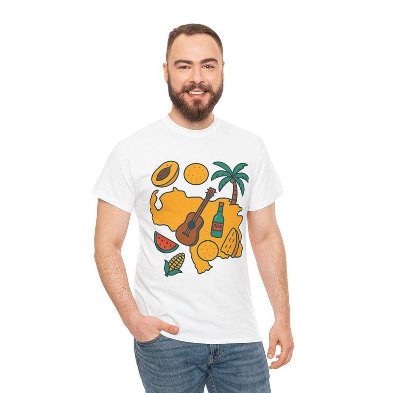 Franela Unisex “Tropical Vibes” – Estilo Retro Isla con Iconos Criollos - Venemoda