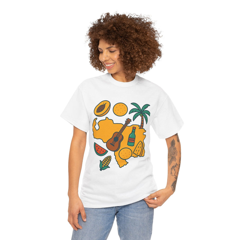 Franela Unisex “Tropical Vibes” – Estilo Retro Isla con Iconos Criollos - Venemoda