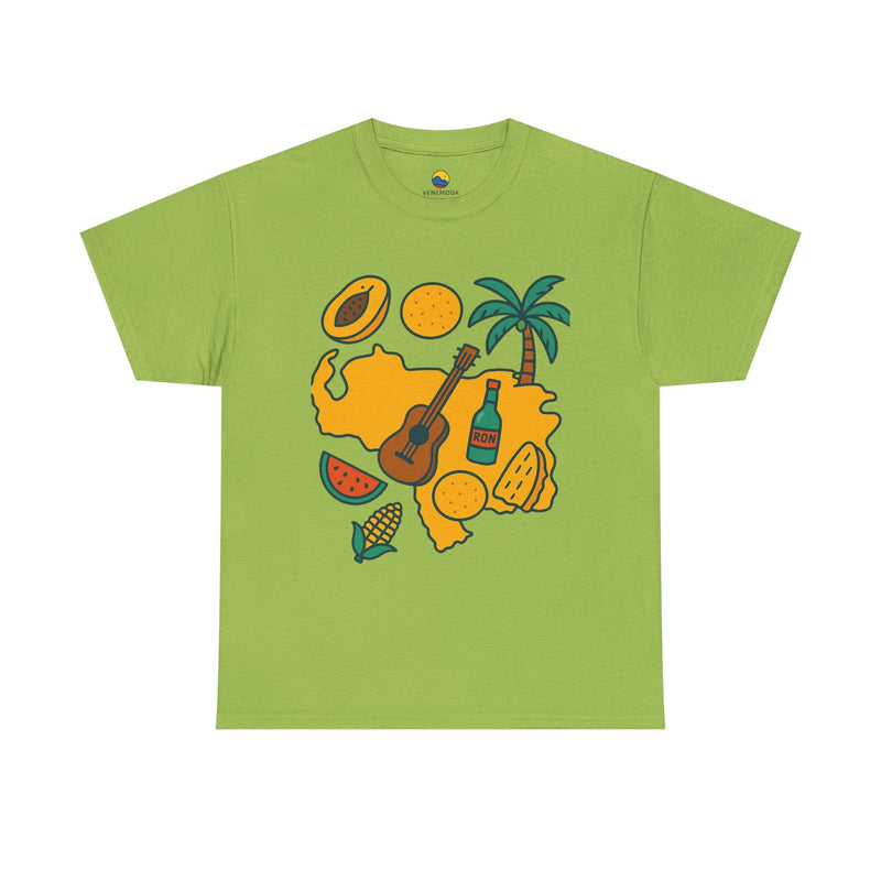 Franela Unisex “Tropical Vibes” – Estilo Retro Isla con Iconos Criollos - Venemoda