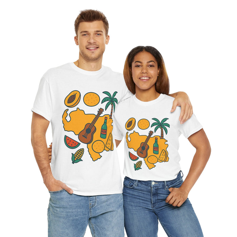 Franela Unisex “Tropical Vibes” – Estilo Retro Isla con Iconos Criollos - Venemoda