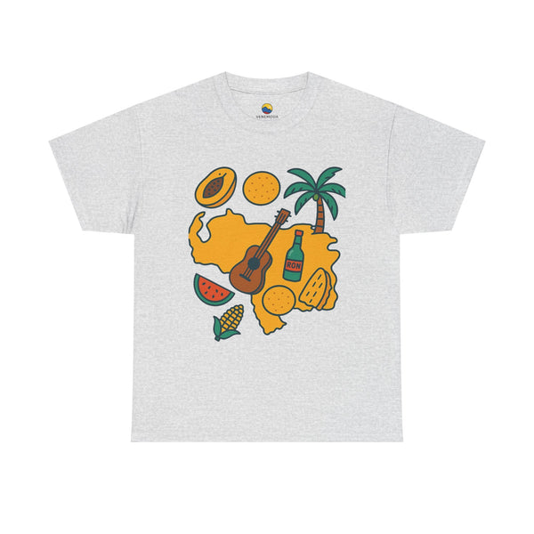 Franela Unisex “Tropical Vibes” – Estilo Retro Isla con Iconos Criollos - Venemoda