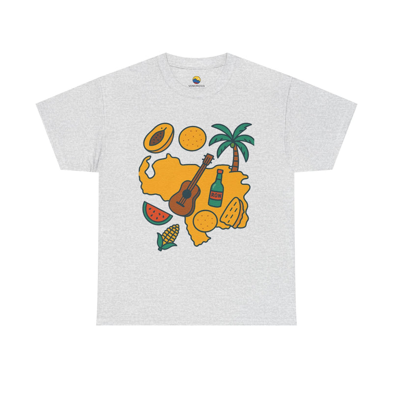 Franela Unisex “Tropical Vibes” – Estilo Retro Isla con Iconos Criollos - Venemoda