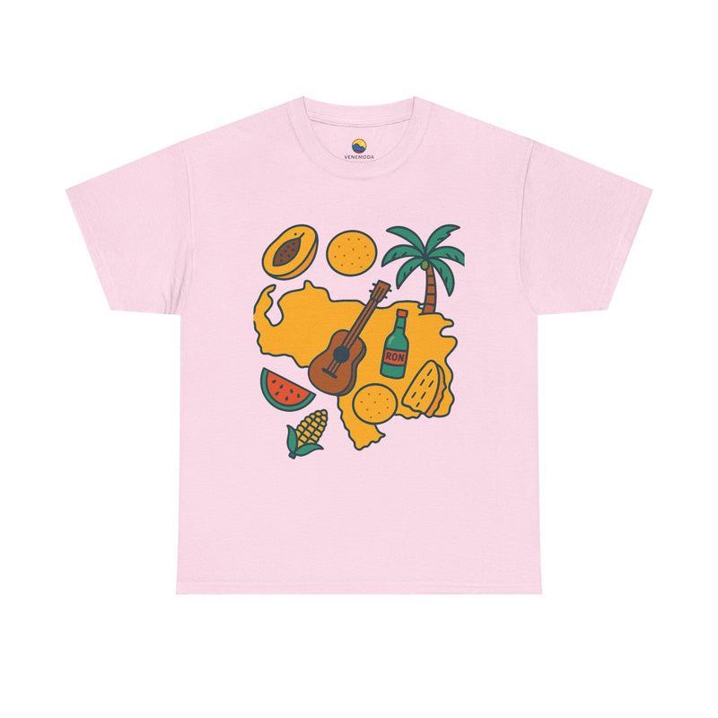 Franela Unisex “Tropical Vibes” – Estilo Retro Isla con Iconos Criollos - Venemoda