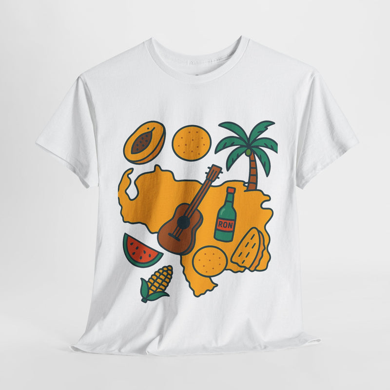 Franela Unisex “Tropical Vibes” – Estilo Retro Isla con Iconos Criollos - Venemoda