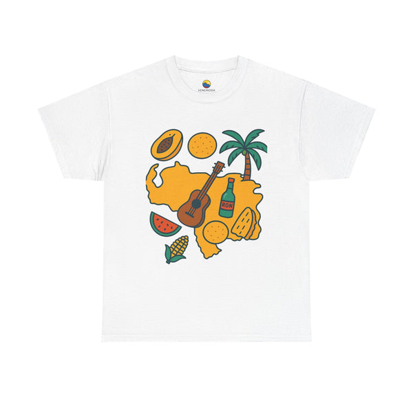 Franela Unisex “Tropical Vibes” – Estilo Retro Isla con Iconos Criollos - Venemoda